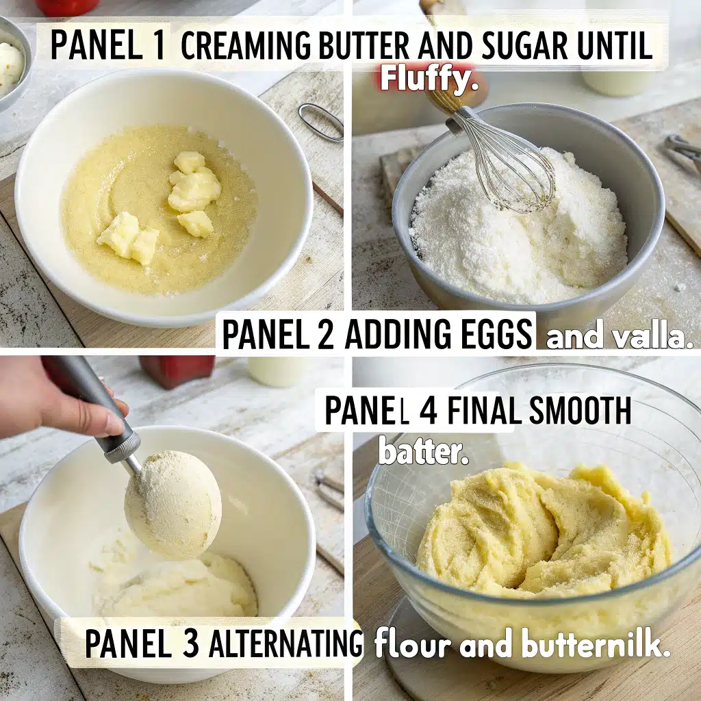 gluten free cupcakes 1 Step-by-step process of making gluten-free cupcake batter from creaming butter to final smooth mixture