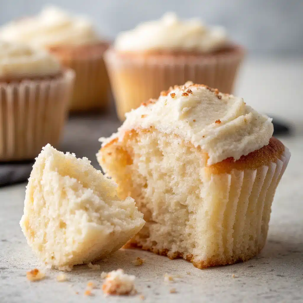 gluten free cupcakes 2 Cross-section of moist gluten-free cupcake showing perfect fluffy interior texture and fine crumb structure